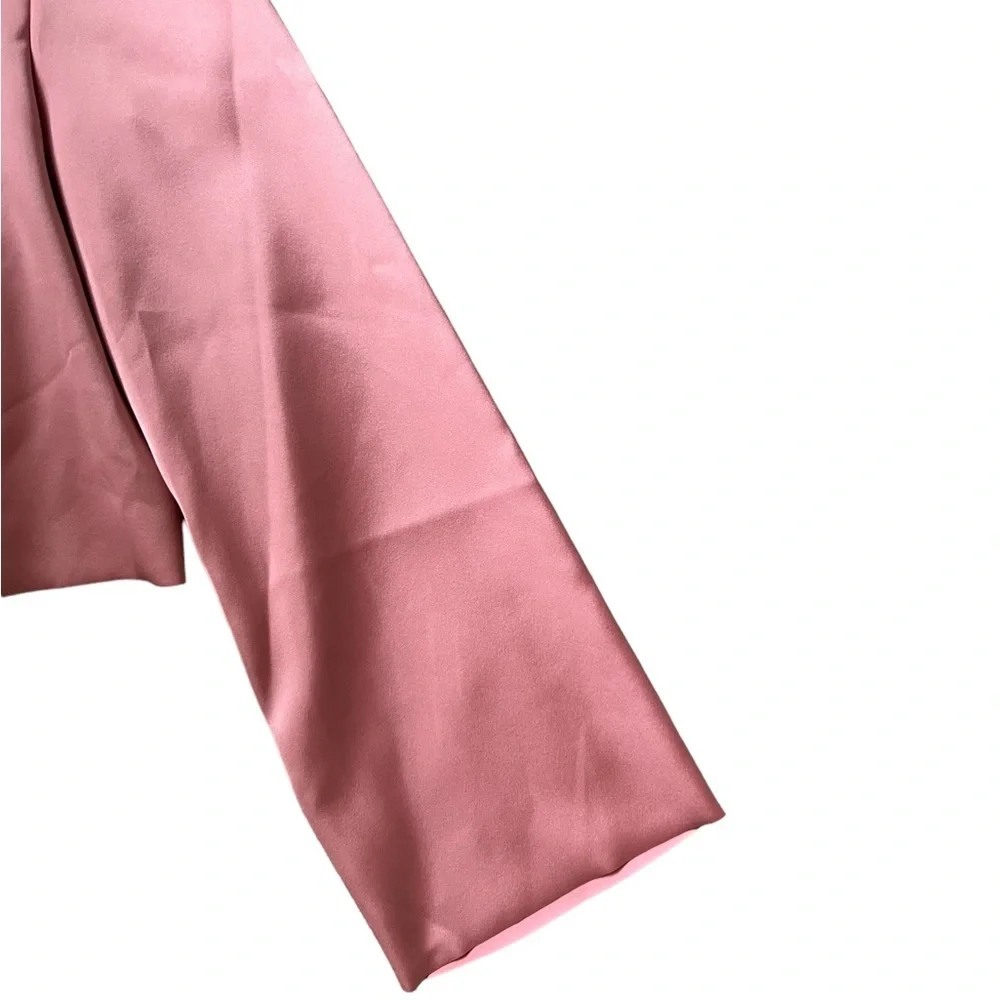 NWT Archival Tibi Fall 2018 Bonded Satin Funnel Neck Crop Top Dusty Pink Rose 4